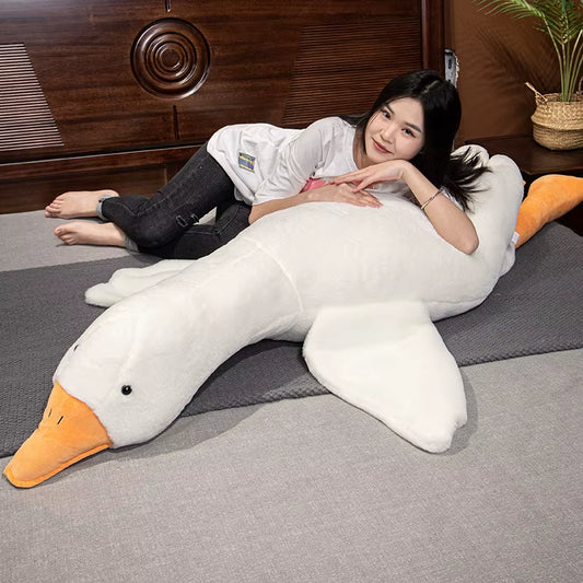 160Cm Cheap Huge Cute Goose Plush Toys Big White Duck Doll Soft Stuffed Animal Sleeping Pillow Cushion Christmas Gifts for Kids