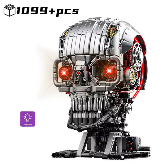 1099+Pcs Mechanical Skull Building Blocks Set Robotic Skull Model with Power Motor DIY Kit Adult Kids Christmas Birthday Gifts