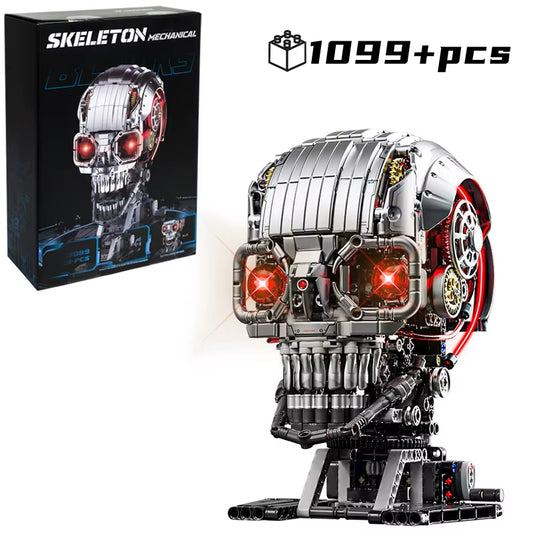 1099+Pcs Mechanical Skull Building Blocks Set Robotic Skull Model with Power Motor DIY Kit Adult Kids Christmas Birthday Gifts